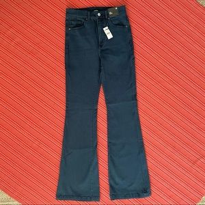 NEW Express Flare High Rise Dark Blue Denim 4 Regular